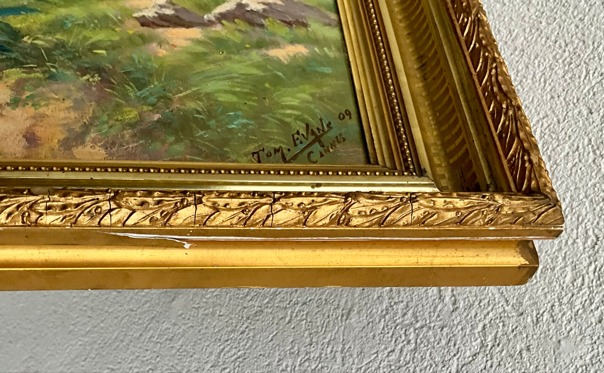 Oil on panel Cannes La Bocca 1909 signed Tom Evans