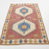 4x7 Burgundy & Beige Vintage Oushak Rug, 132x190Cm