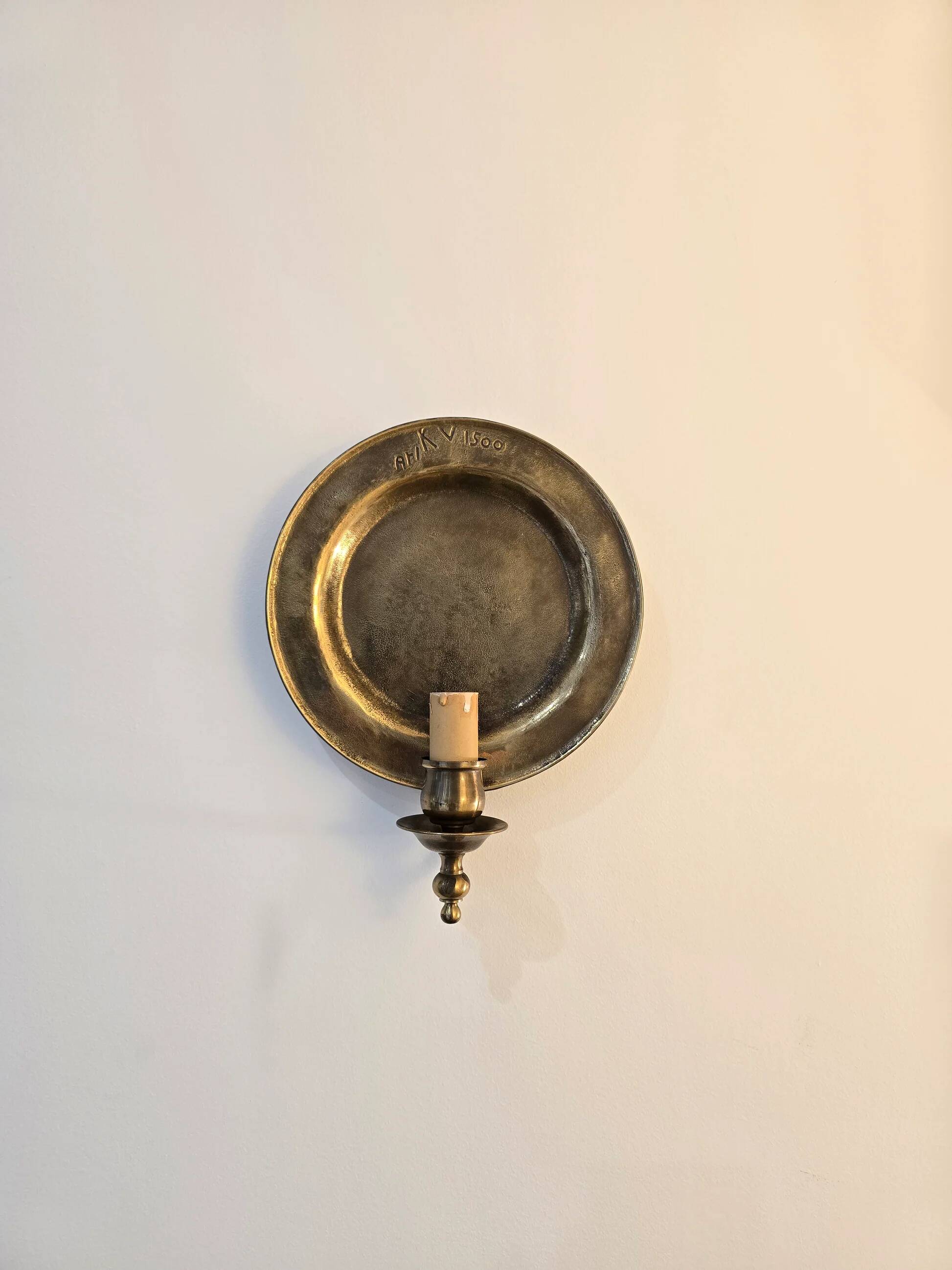 Set of 2 vintage wall sconces Ari KV 1500 – patinated bronze – Ø 25 cm