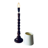 Turned wood lamp