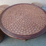 Coffee table and rope stools