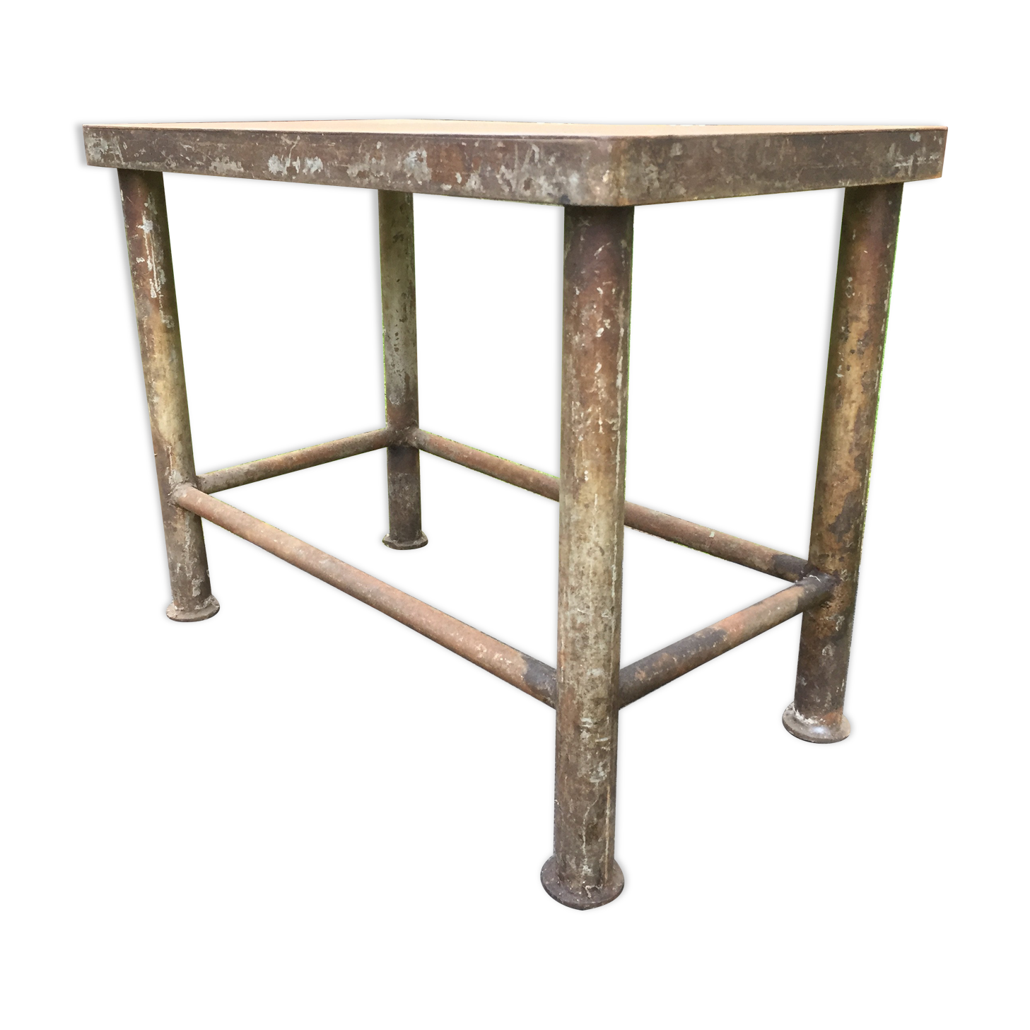 Vintage metal table from an industrial workshop for a makeover