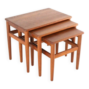 Ensemble de 3 tables - gigognes teck