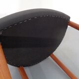 Teak & Leather Model 195 Dining Chairs by Ole Gjerløv-Knudsen & Torben Lind for France & Søn, Denmark, 1960s, Set of 4