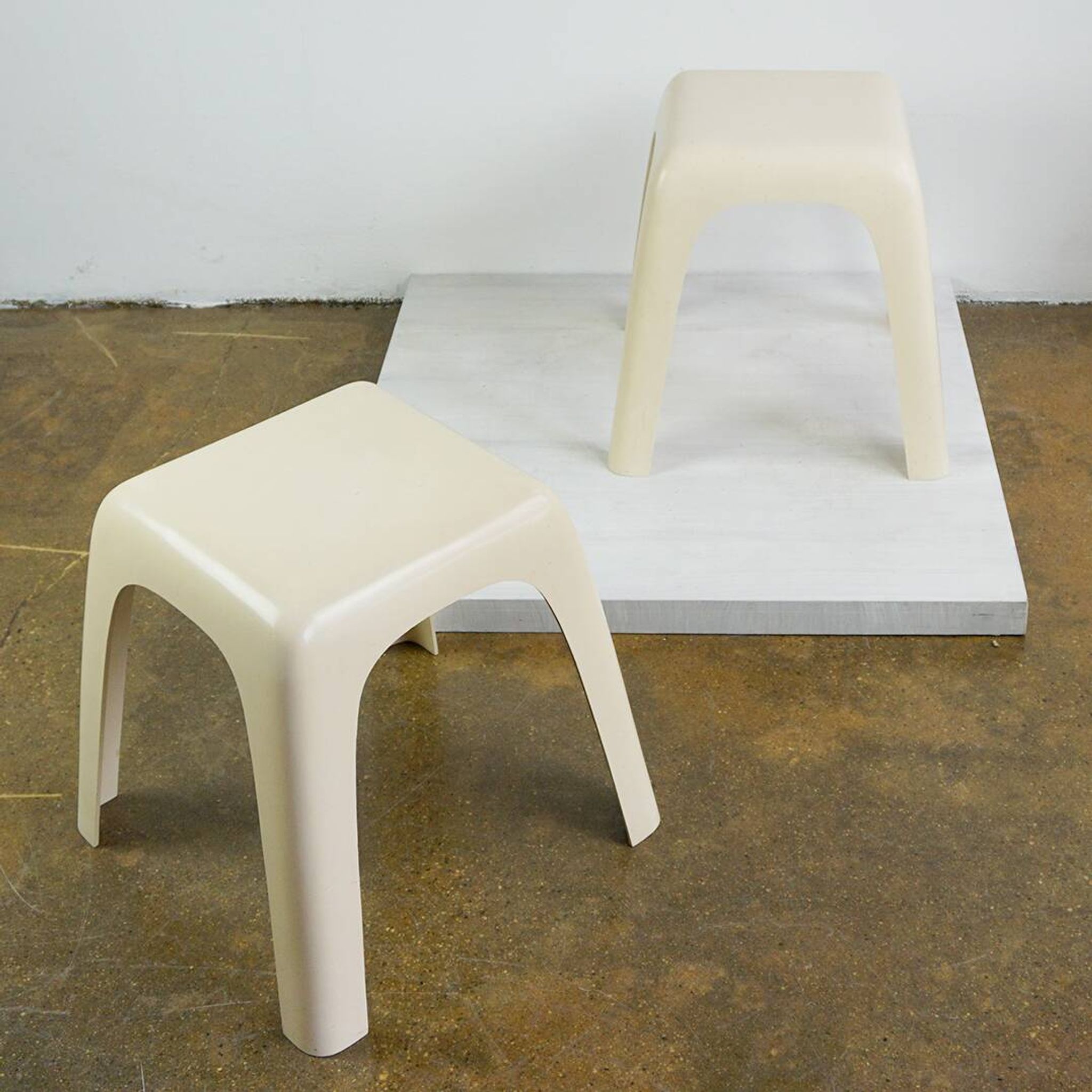 Beige plastic mid-century stools model No. by Valenti Milano Italy