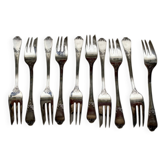 Service de 10 fourchette à dessert métal argenté