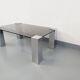 Table basse italienne vintage cidue en verre fumé et métal chromé des années 70