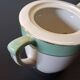 Old mint green sugar bowl from Moulin des Loups, model "Gondé", in good condition.
