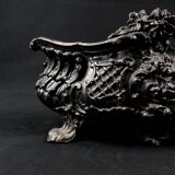 Antique black cast iron planter from the late 19th century Rocaille style