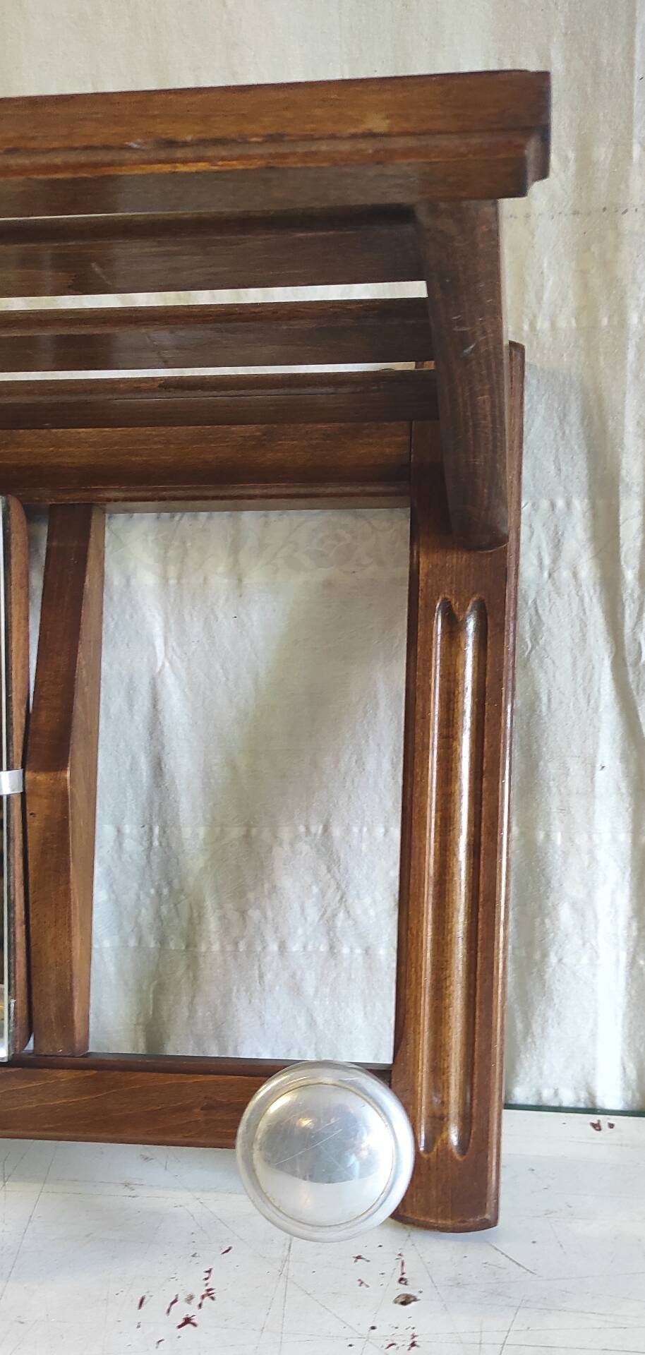 Solid wood and chrome metal coat rack - mid 20th century.