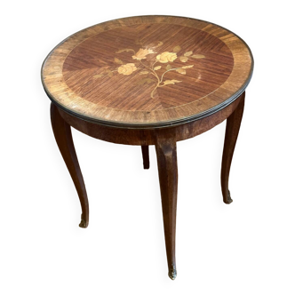 Art-Nouveau coffee table - School of Nancy - Marquetry with floral decoration