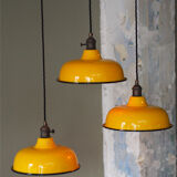 Abat jour émaillé lampe industrielle jaune