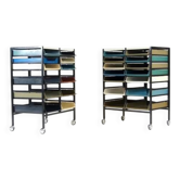2 Retro Vintage Danish Storage Trolley Filing Office Cabinet Mid Century 60s