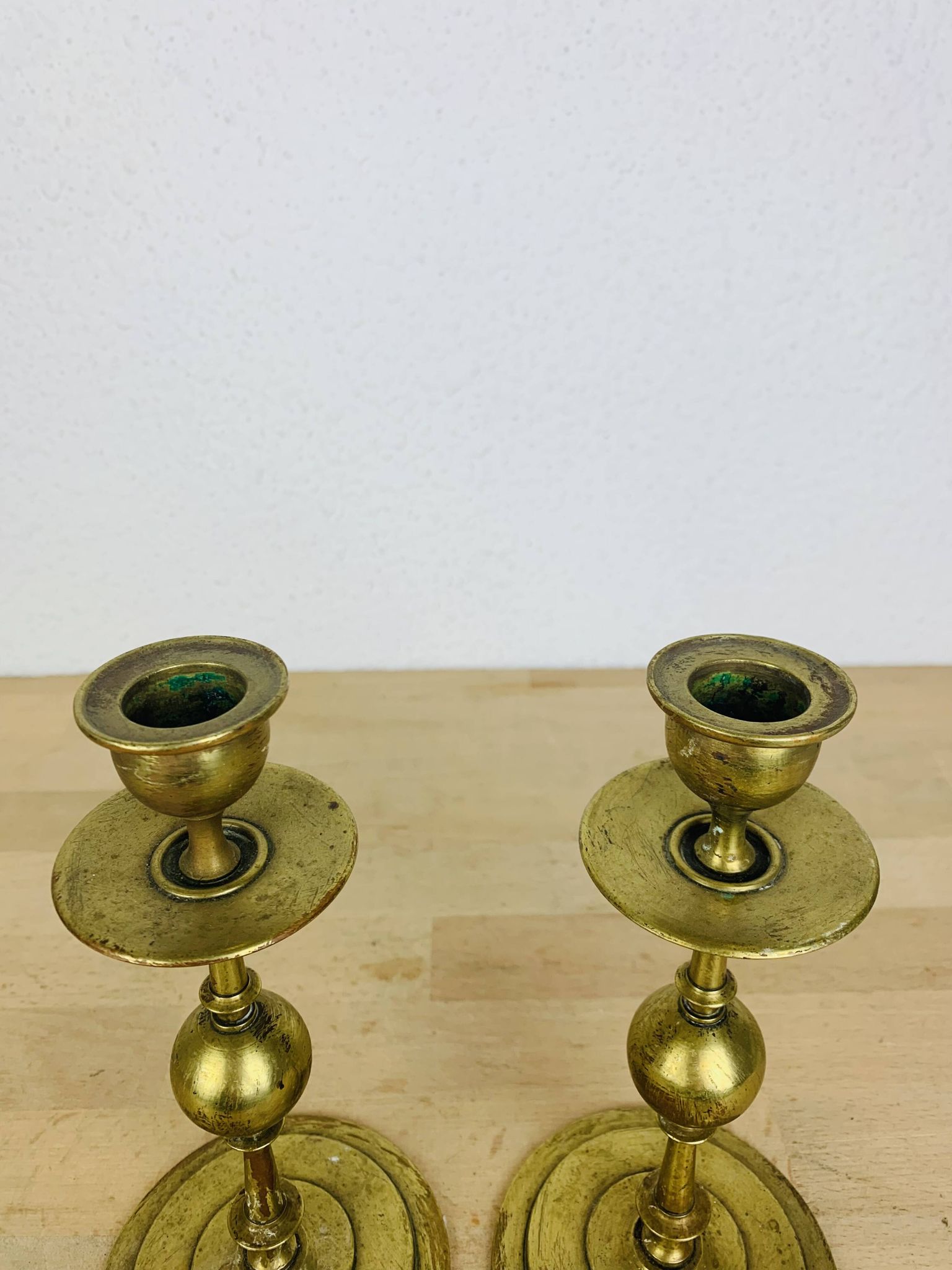 Pair of vintage gilded brass candlesticks