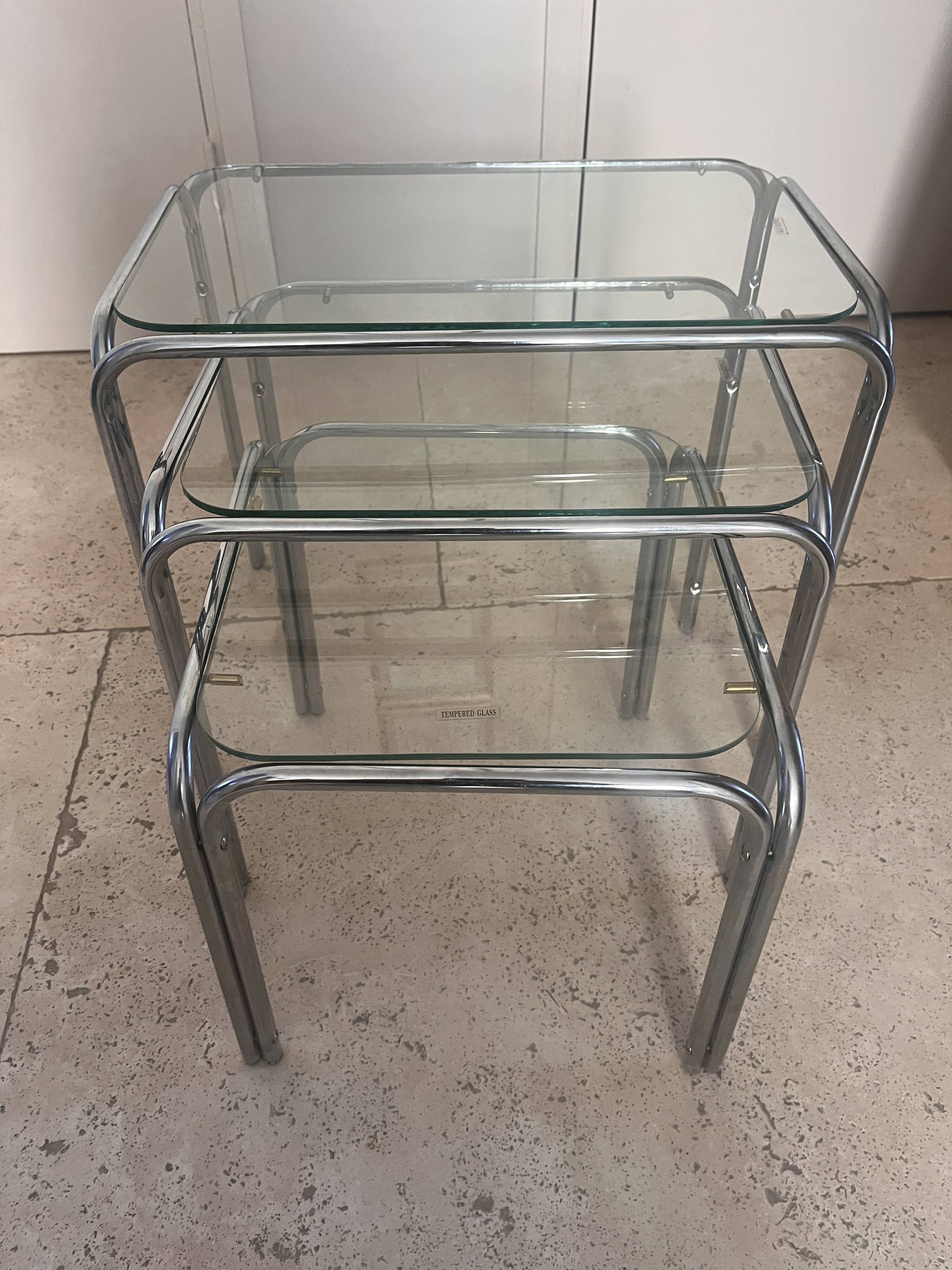 chrome nesting tables from the 1970s