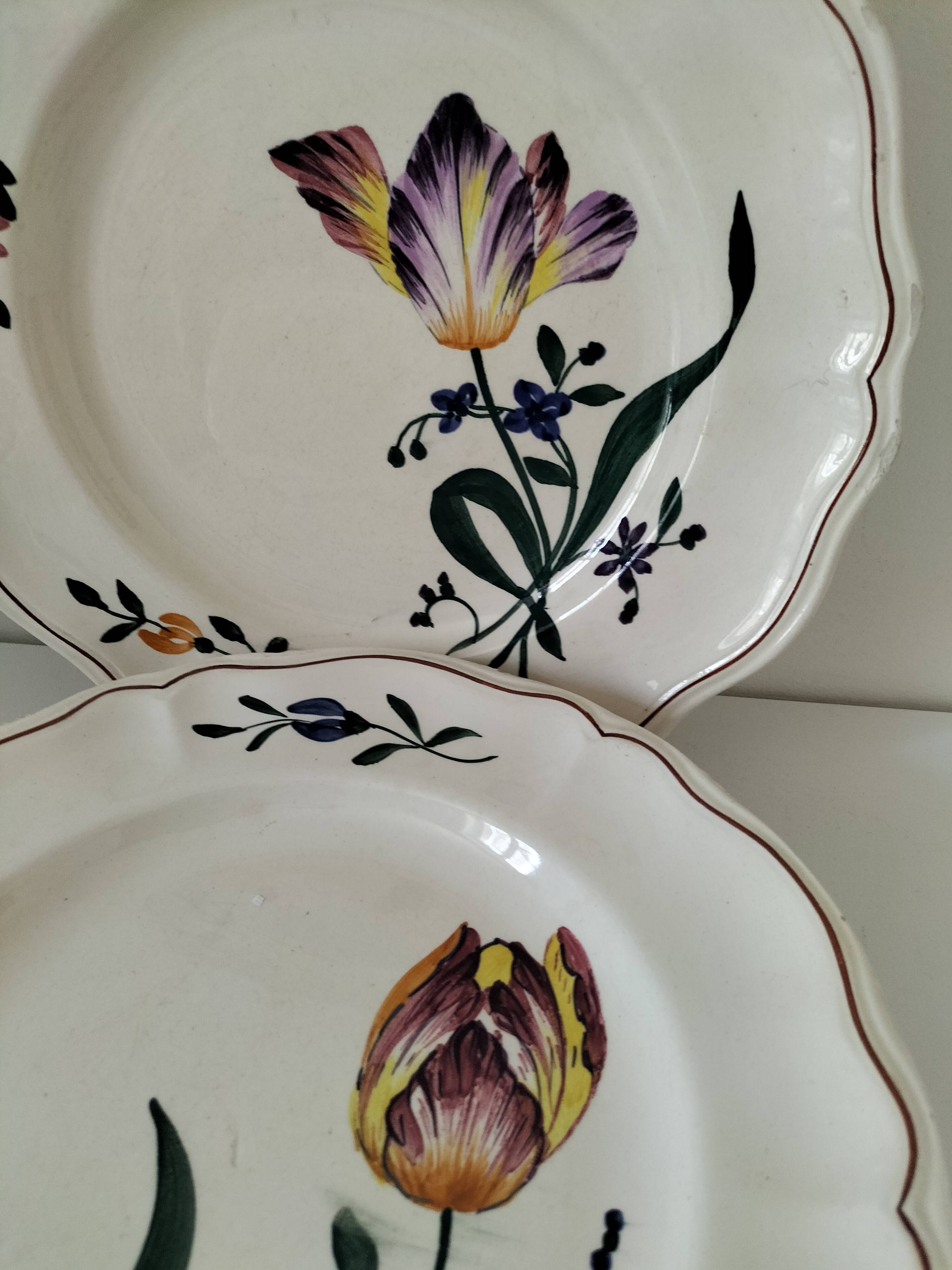 Antique Longchamp plates – “Tulips” model – 1950s-1960s