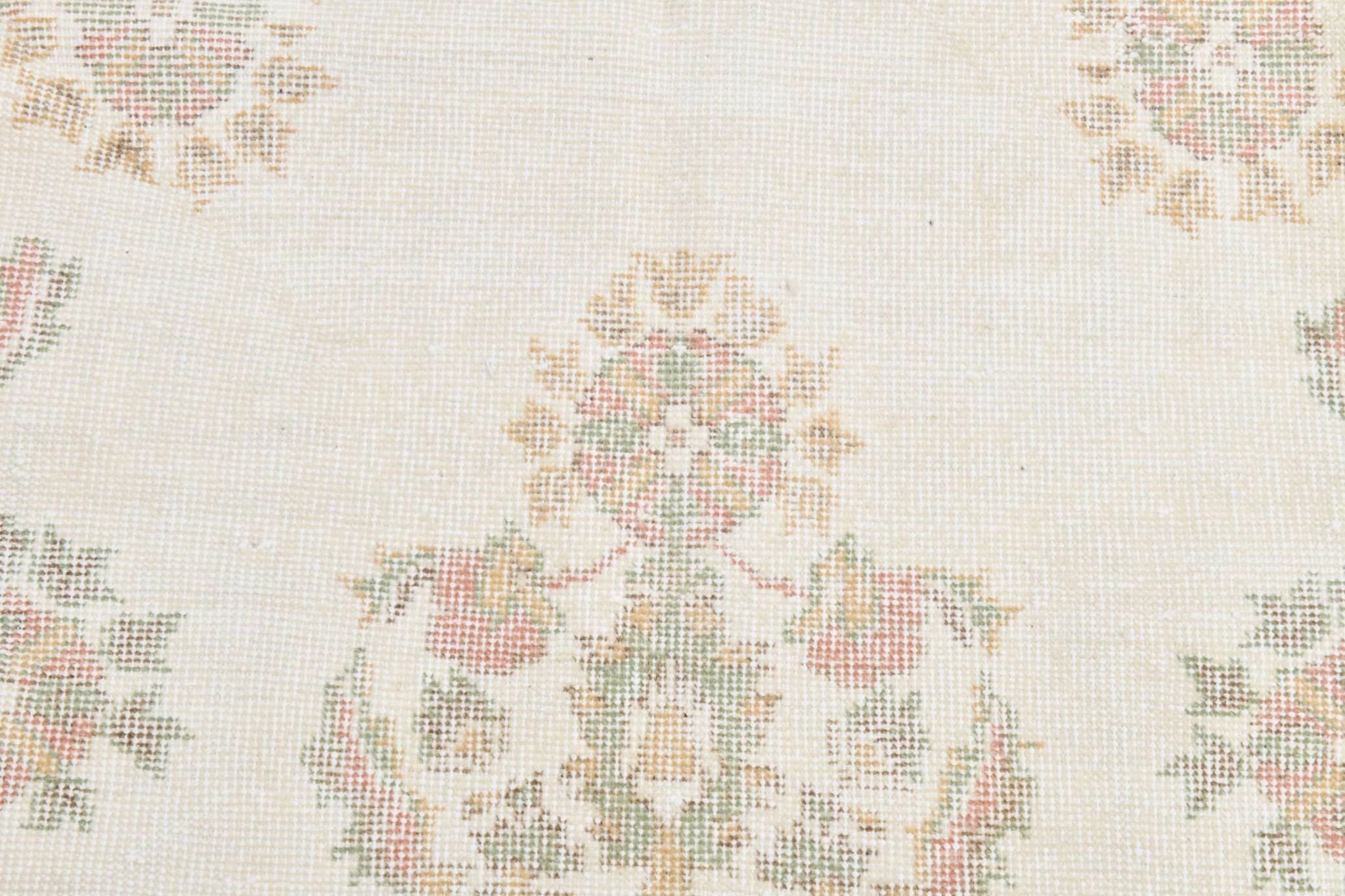 Tapis vintage à motif floral oriental beige et crème 6x11, 189x329 cm