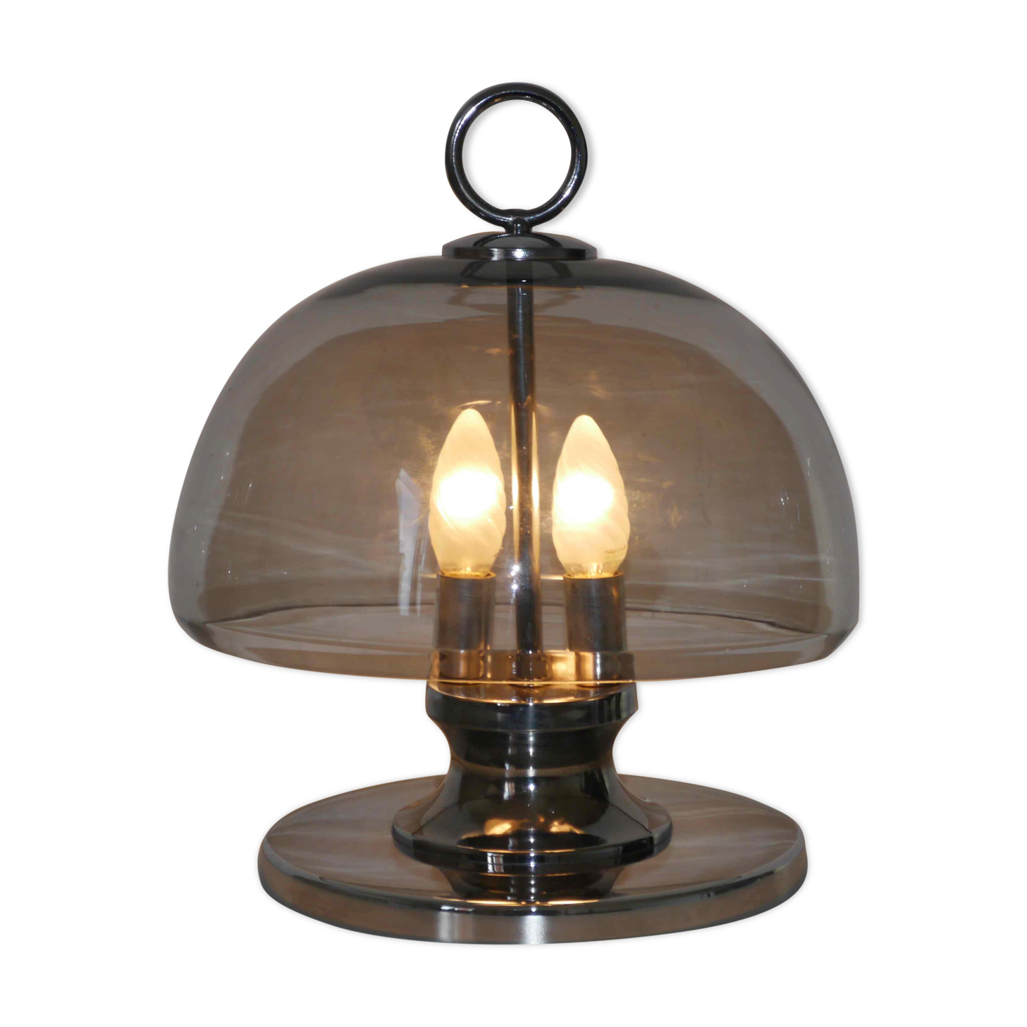 Ancienne lampe verre chrome années 60