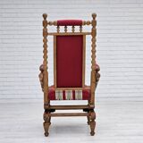 1970s, Danish highback rocking chair, oak wood, furniture wool, original condition.