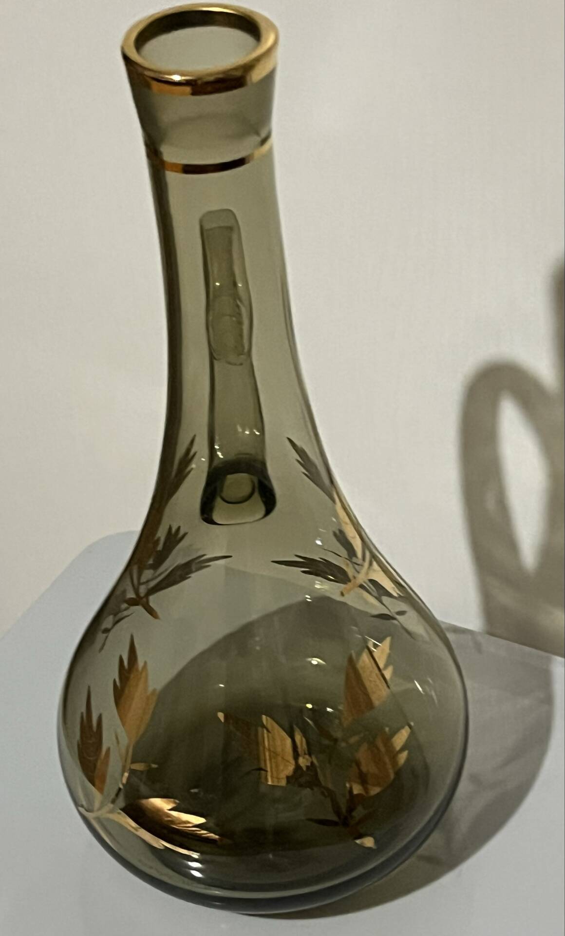Vintage smoked glass jug / carafe with gilding – Vianne glassware