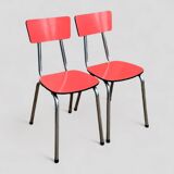 Pair of red Formica chairs Roc 1960