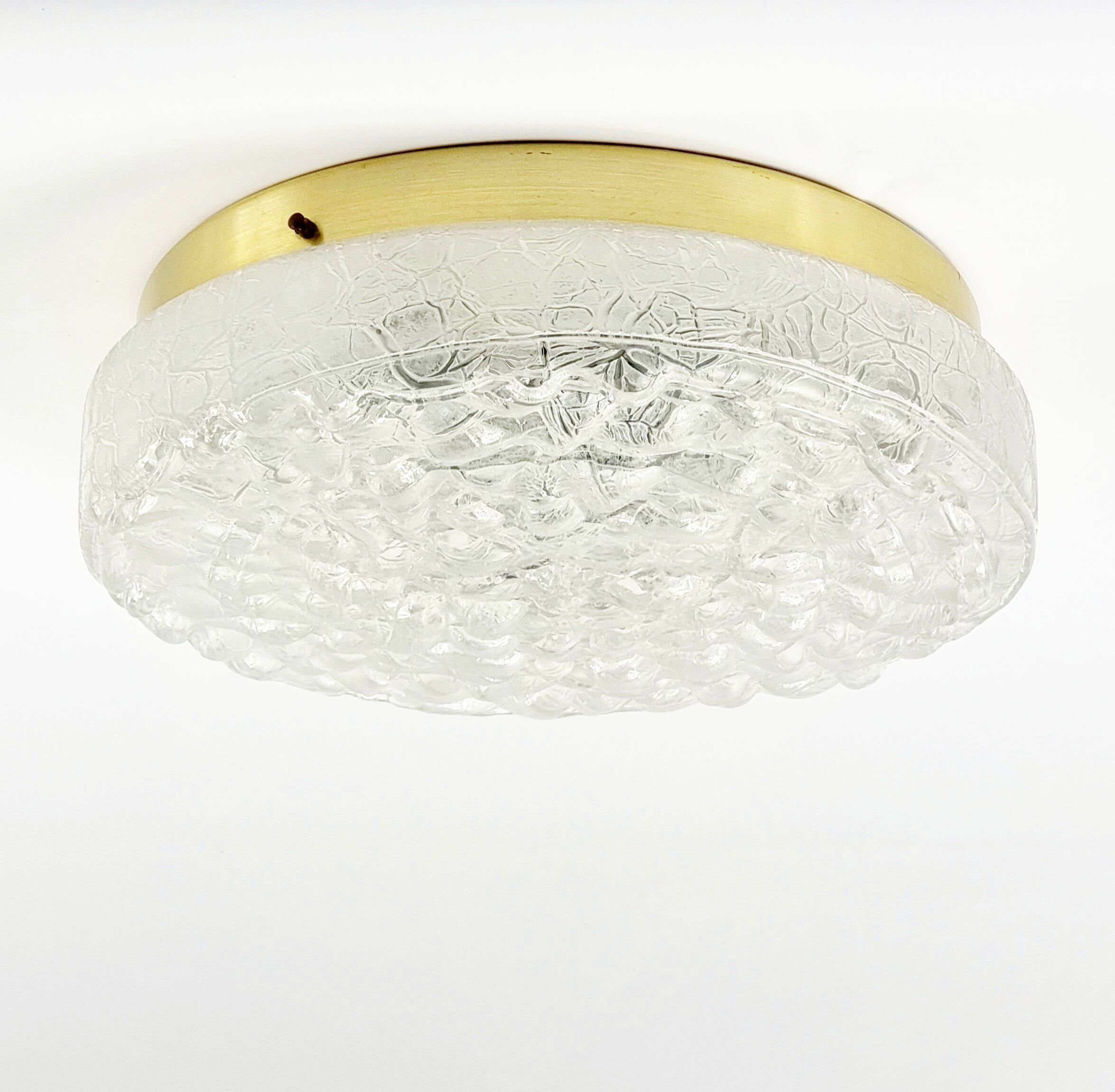 Large Murano Ice Glass Flush Mount/Ceiling Light from Doria Leuchten, Germany, 1960s