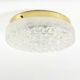 Large Murano Ice Glass Flush Mount/Ceiling Light from Doria Leuchten, Germany, 1960s