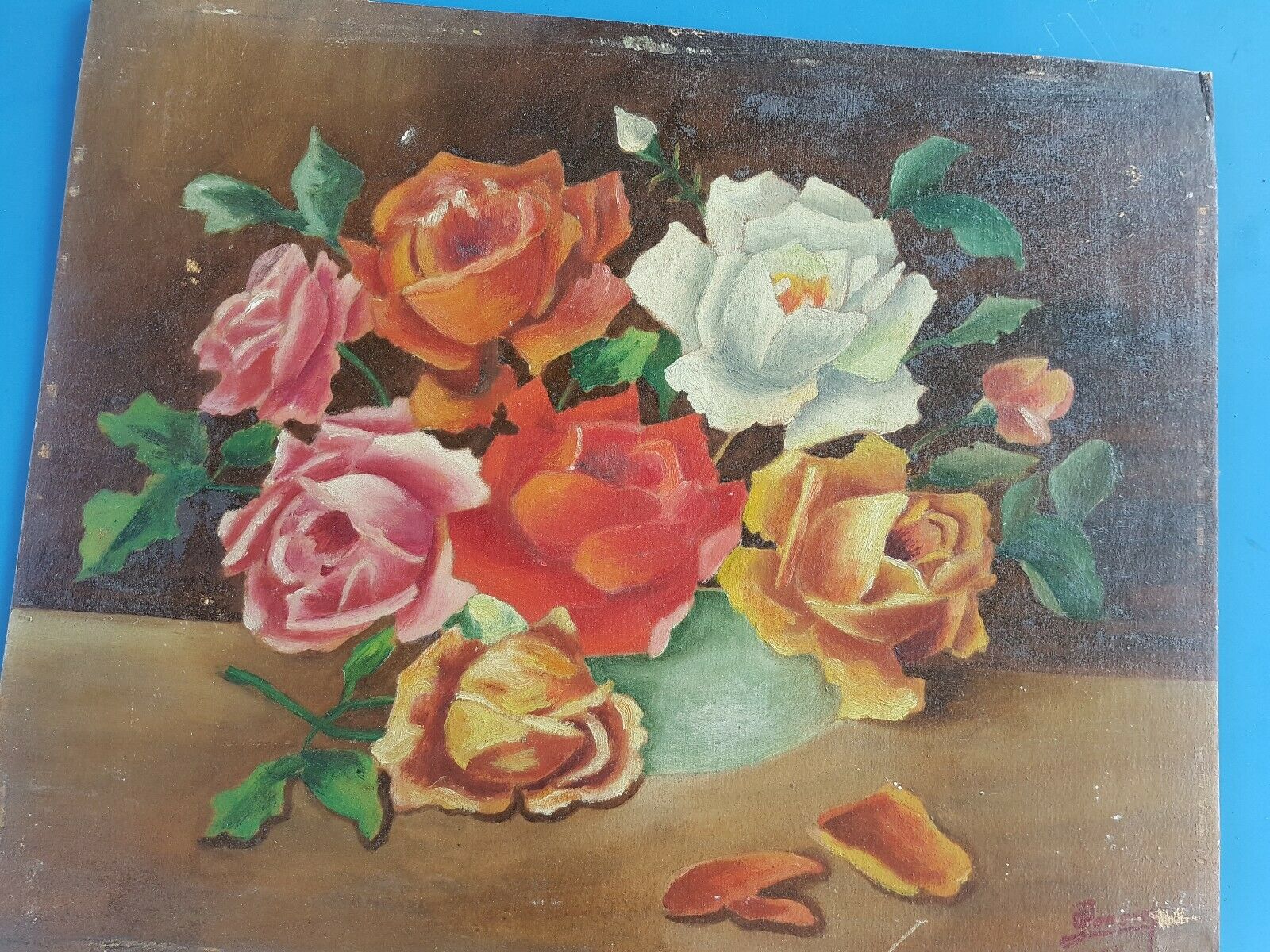 Oil on cardboard Still life