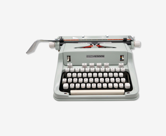 Machine à écrire Hermes 3000 verte sauge révisée ruban neuf