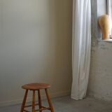 Round beech stool by a Danish cabinetmaker, mid-century modern, 1970s.