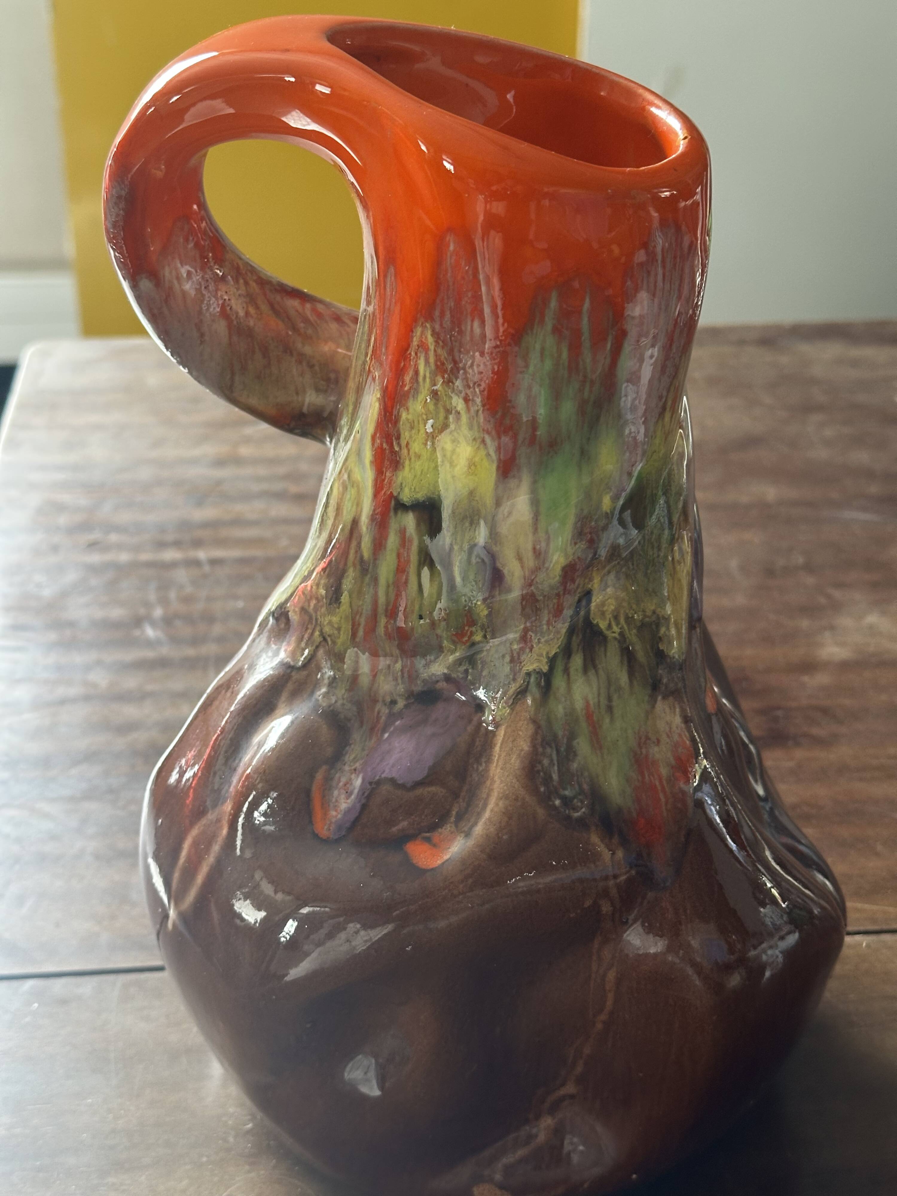 Vintage Vallauris Glazed Ceramic Pitcher, 30 cm High