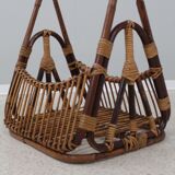 Vintage rattan magazine rack F.lli Castano 1950s