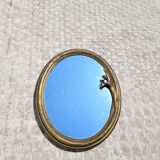 Oval mirror in gilded brass, Belle Époque style