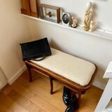 Wooden and beige cotton piano bench