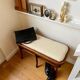 Wooden and beige cotton piano bench
