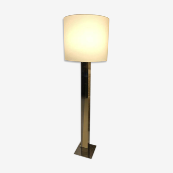 Silver and gold brass floor lamp from the 70s