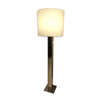 Silver and gold brass floor lamp from the 70s