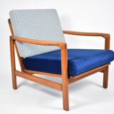 Scandinavian armchair designed by Z.Baczyk, 1960s, fully restored, velvet