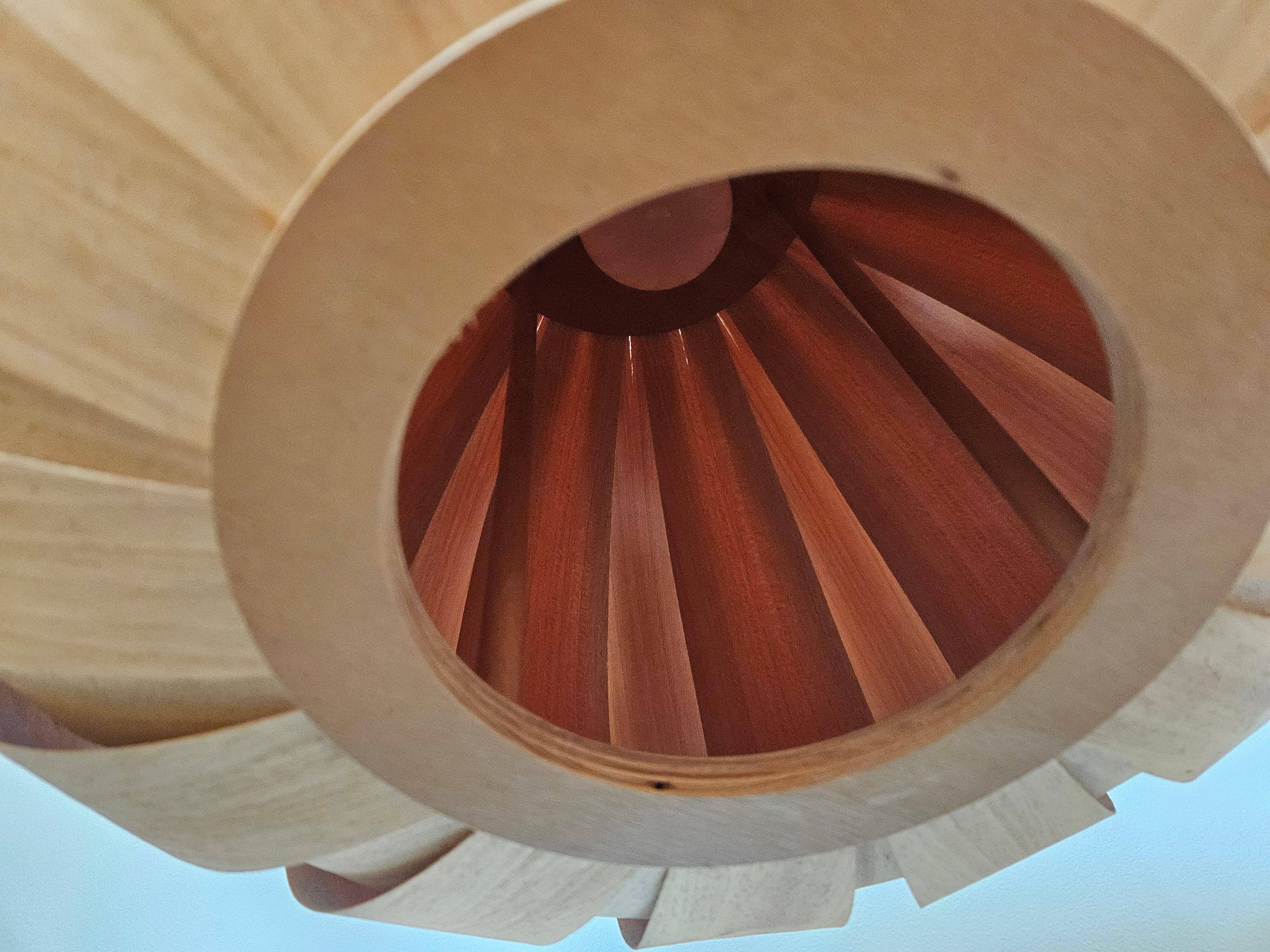 Large Veneer Rare Midcentury Pendant, Denmark, 1960s