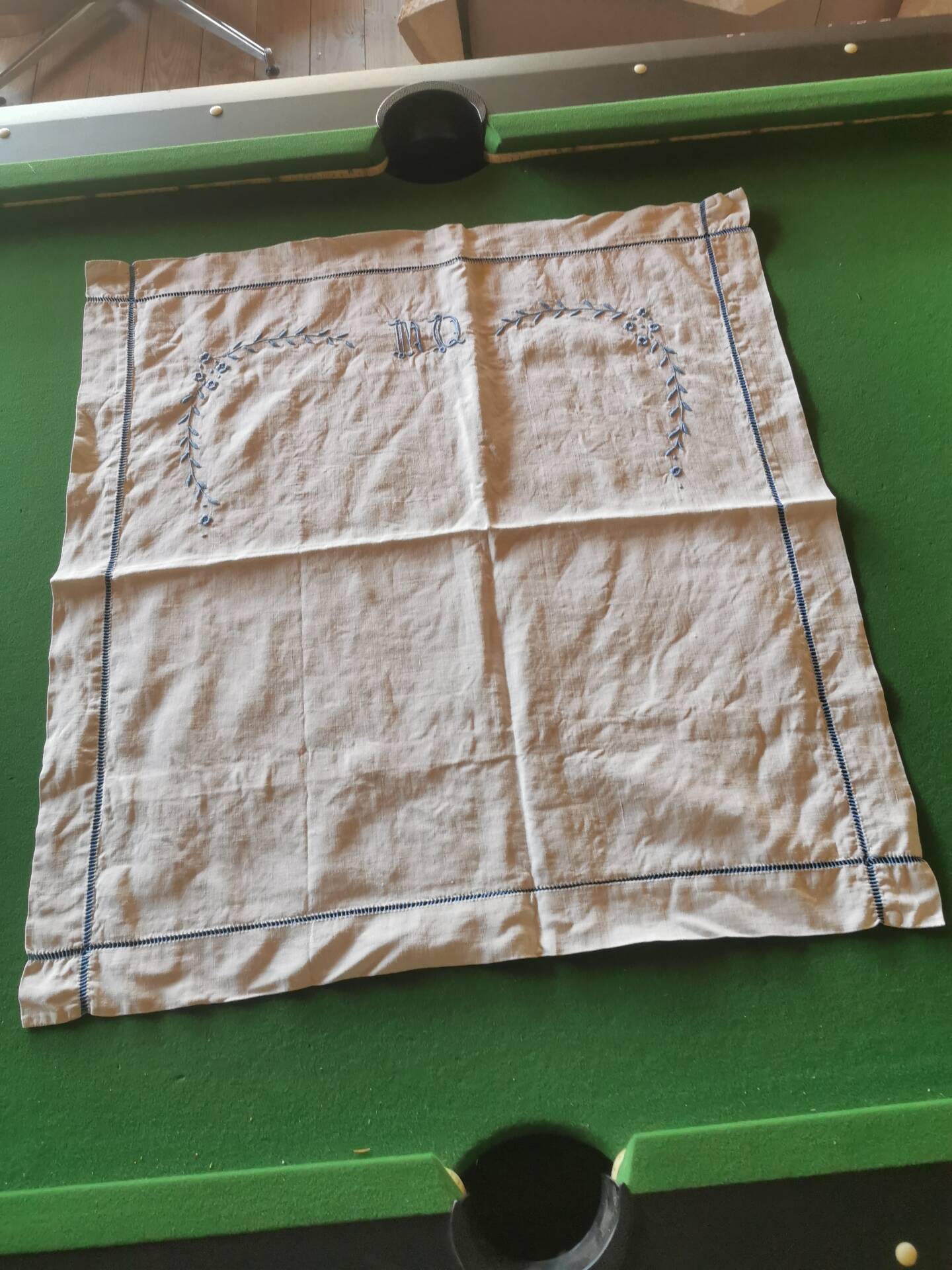 Pair of antique linen pillowcases with monogram