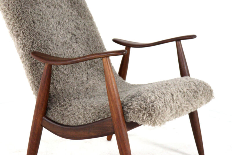 Mid century modern Armchair brown doodle (1) - total restoration - unique