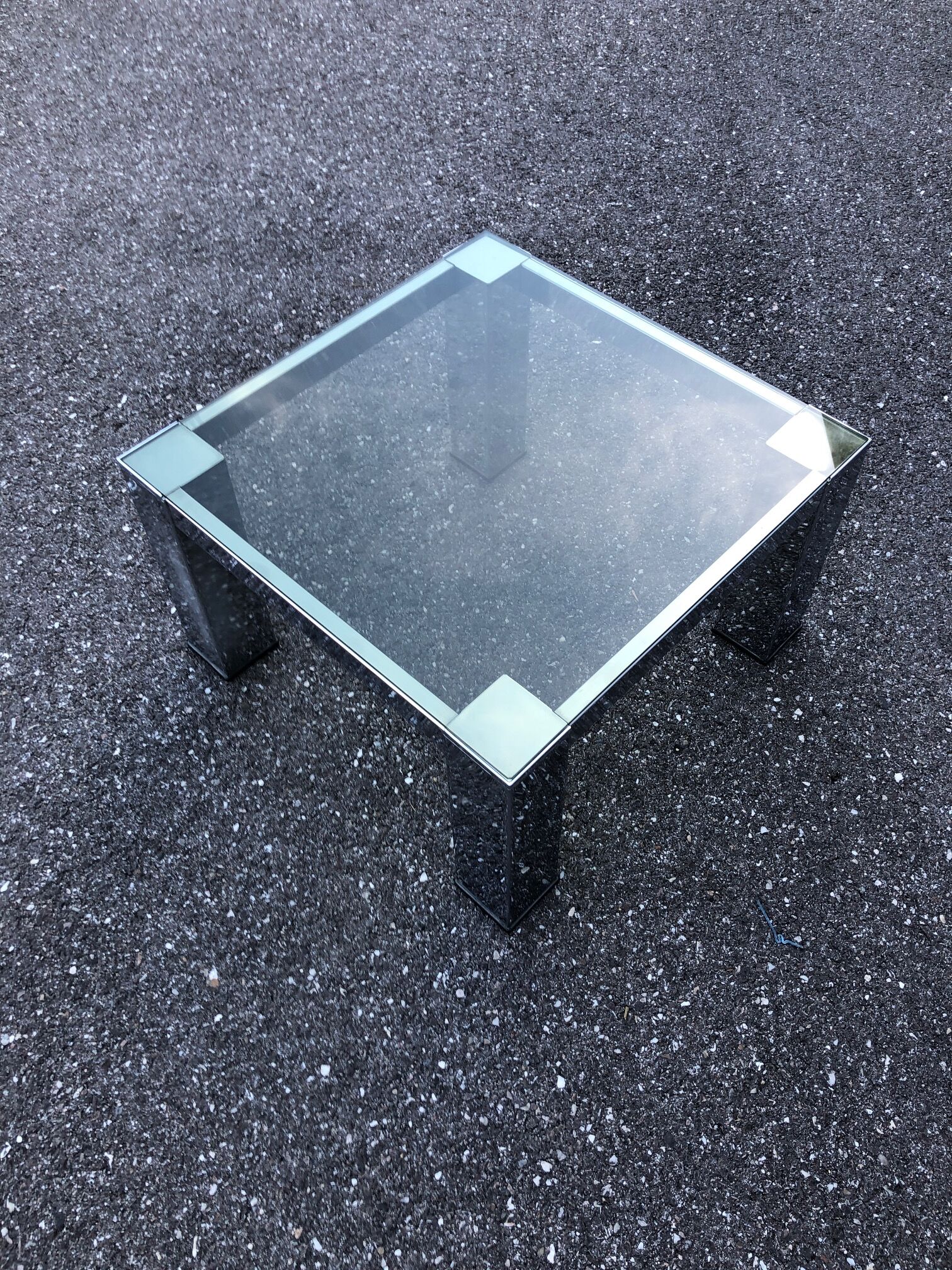 Chrome coffee table and smoked glass 70