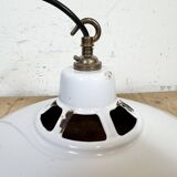 Industrial White Enamel Factory Pendant Lamp, 1960s