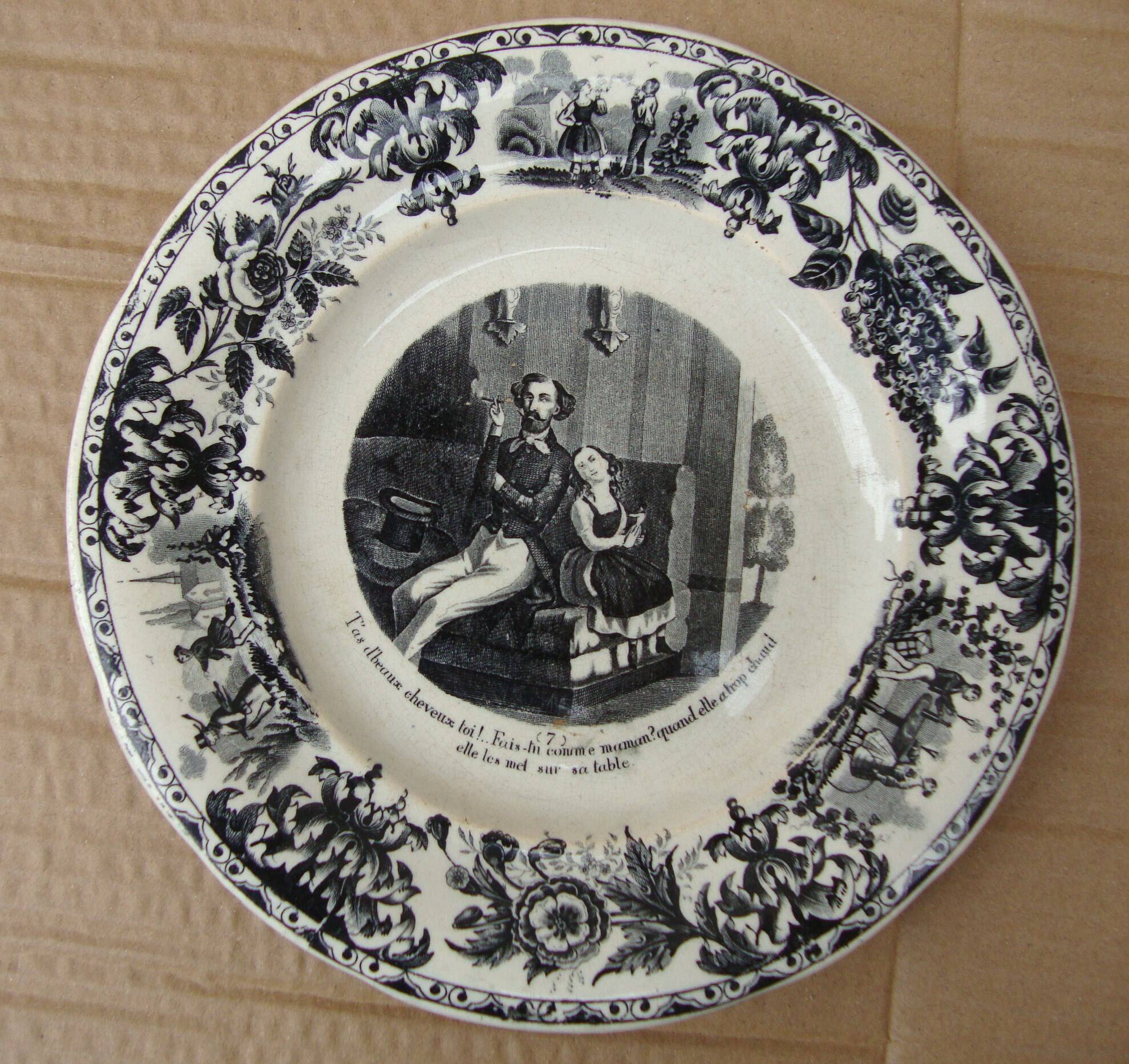 Assiette parlante  Creil et Montereau Lebeuf Millet & Cie