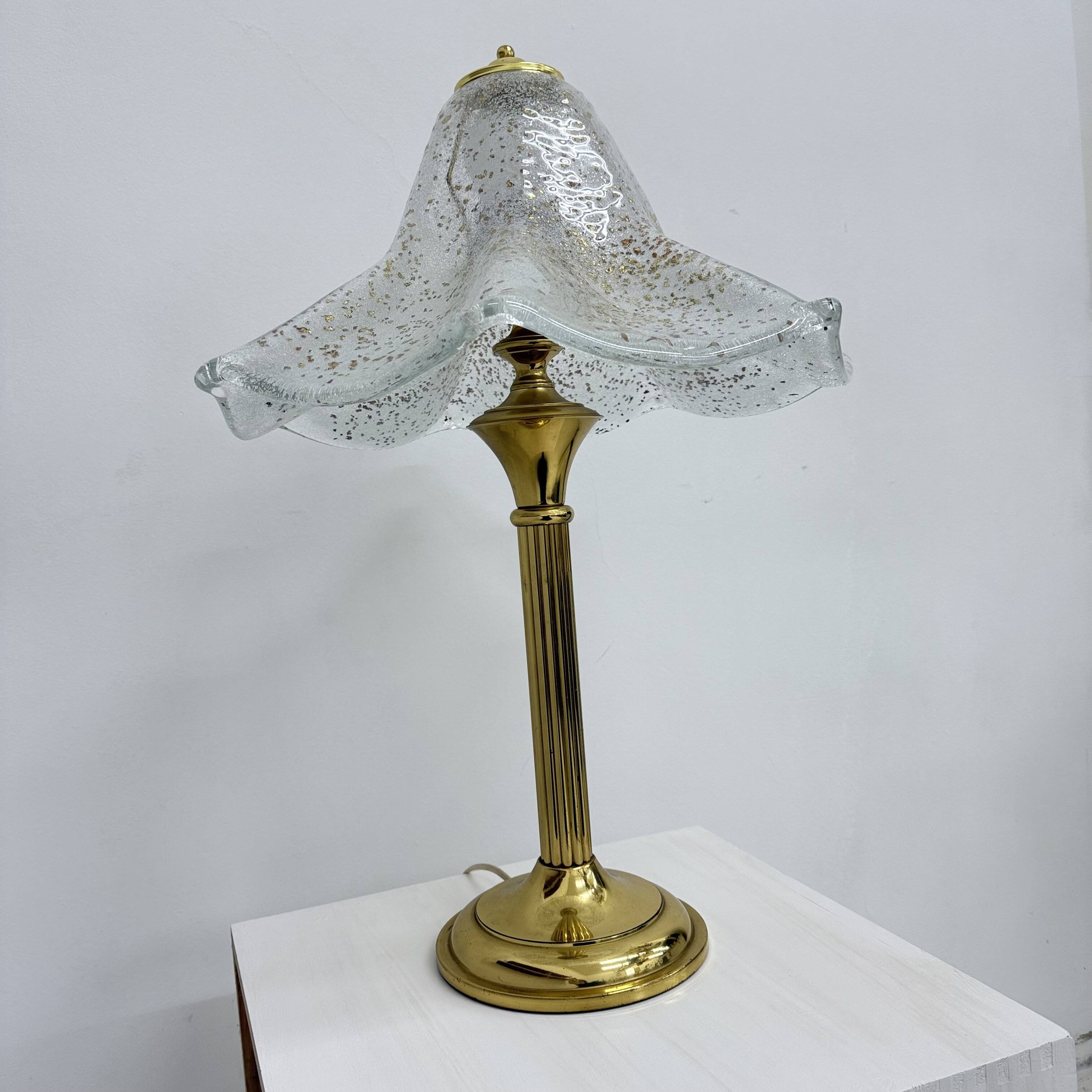 Mid century glass table lamp , 1970s
