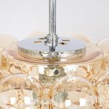 Large amber bubble glass pendant light by Helena Tynell for Limburg, Germany, 1970s.