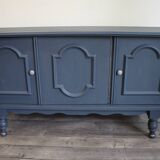Blue and gold 3-door sideboard
