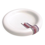 Round White Ceramic Catchall by Ambrogio Pozzi with Hand Painted Details, I