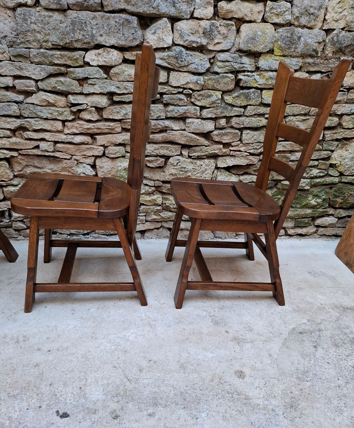 Brutalist oak chairs