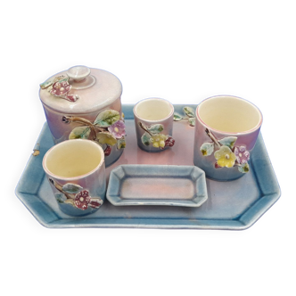 Smoking kit Fine Earthenware Barbotine Art Deco De Bruyn Fives
